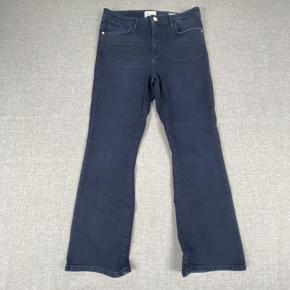 FRAME Le Crop Mini Boot Jeans Womens 30 Blue Dark Wash Mid Rise Stretch Denim